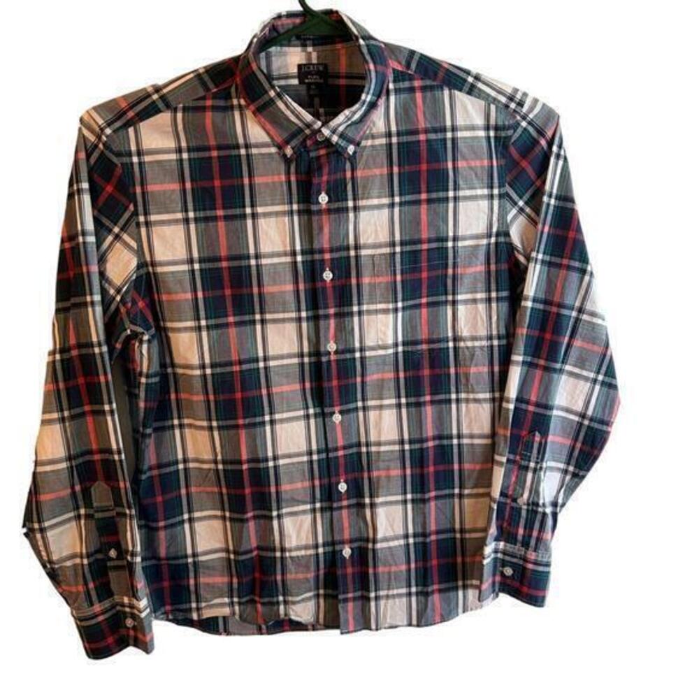 J.Crew Men’s Size XL Long‎ Sleeve Slim Untucked Flex Washed Plaid New! Red, Blue